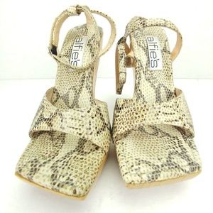 Alfies Faux Snakeskin High Inverted Heel Sandals